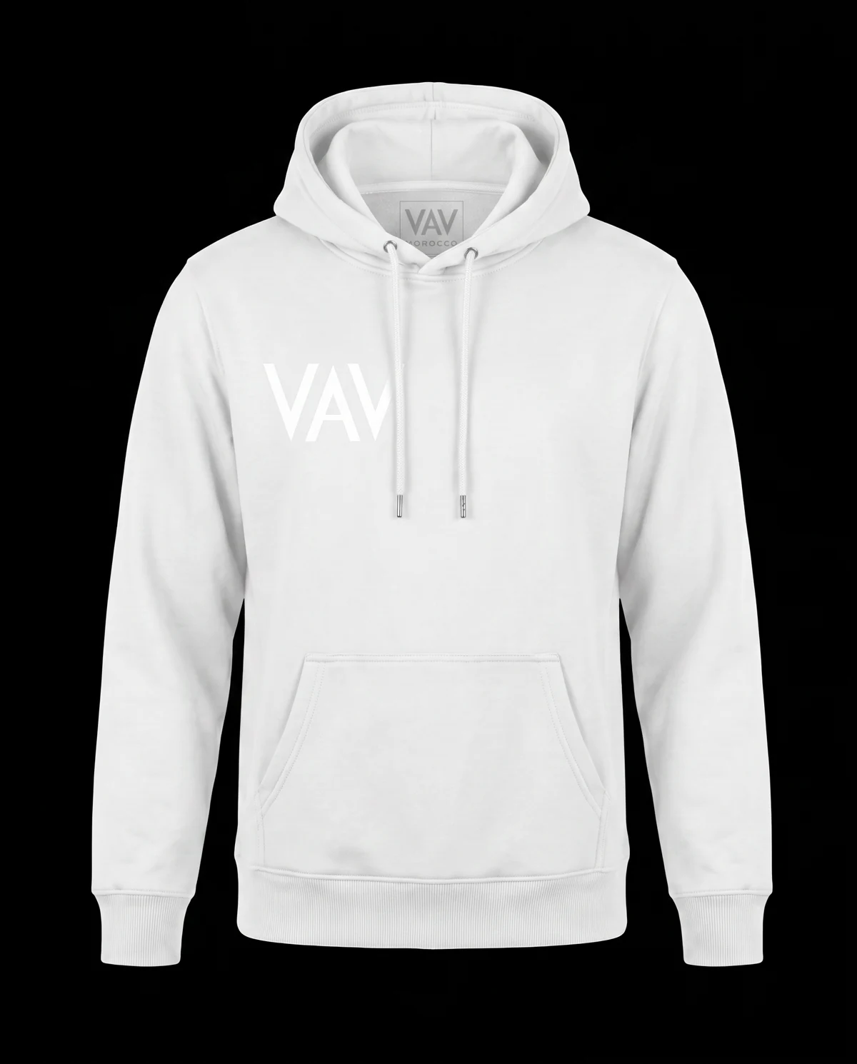 VAV white hoodie with a tonal chest mark